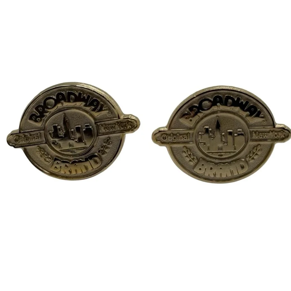 Broadway Brand Cufflinks Original New York Theater Gold Tone Musical RARE VTG‎
